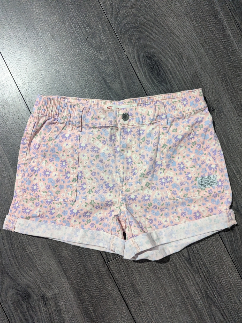 Levi's Girls Floral Cotton Shorts - Pastel Pink & Lavender